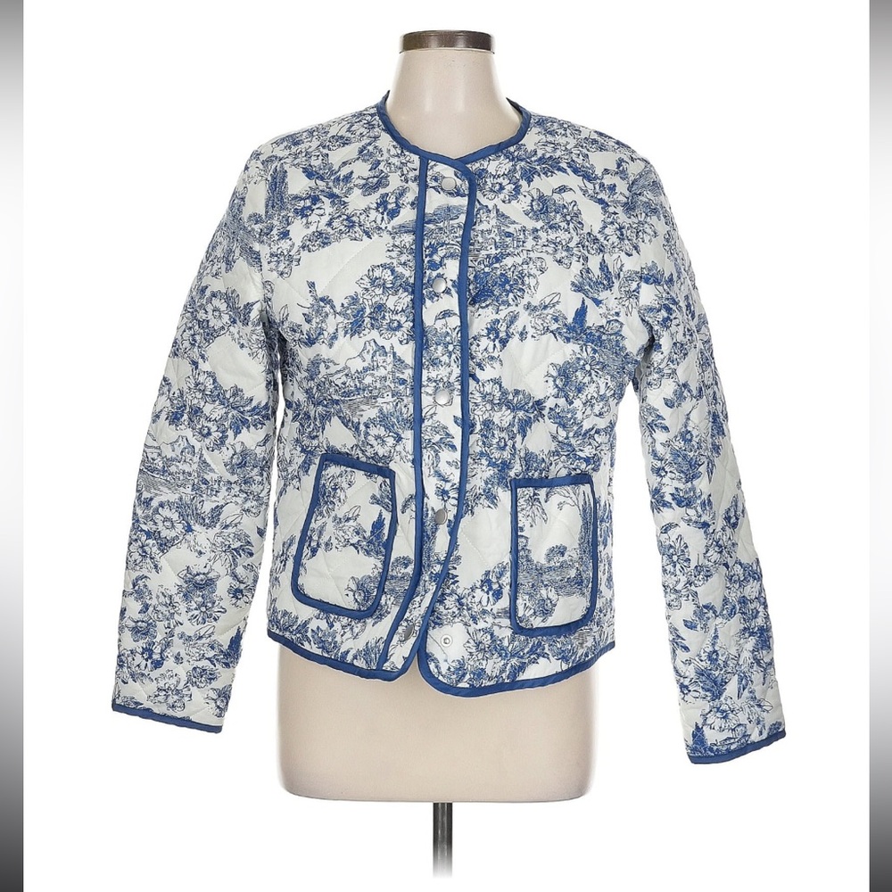 Rachel Zoe Blue and White Quilted Jacket